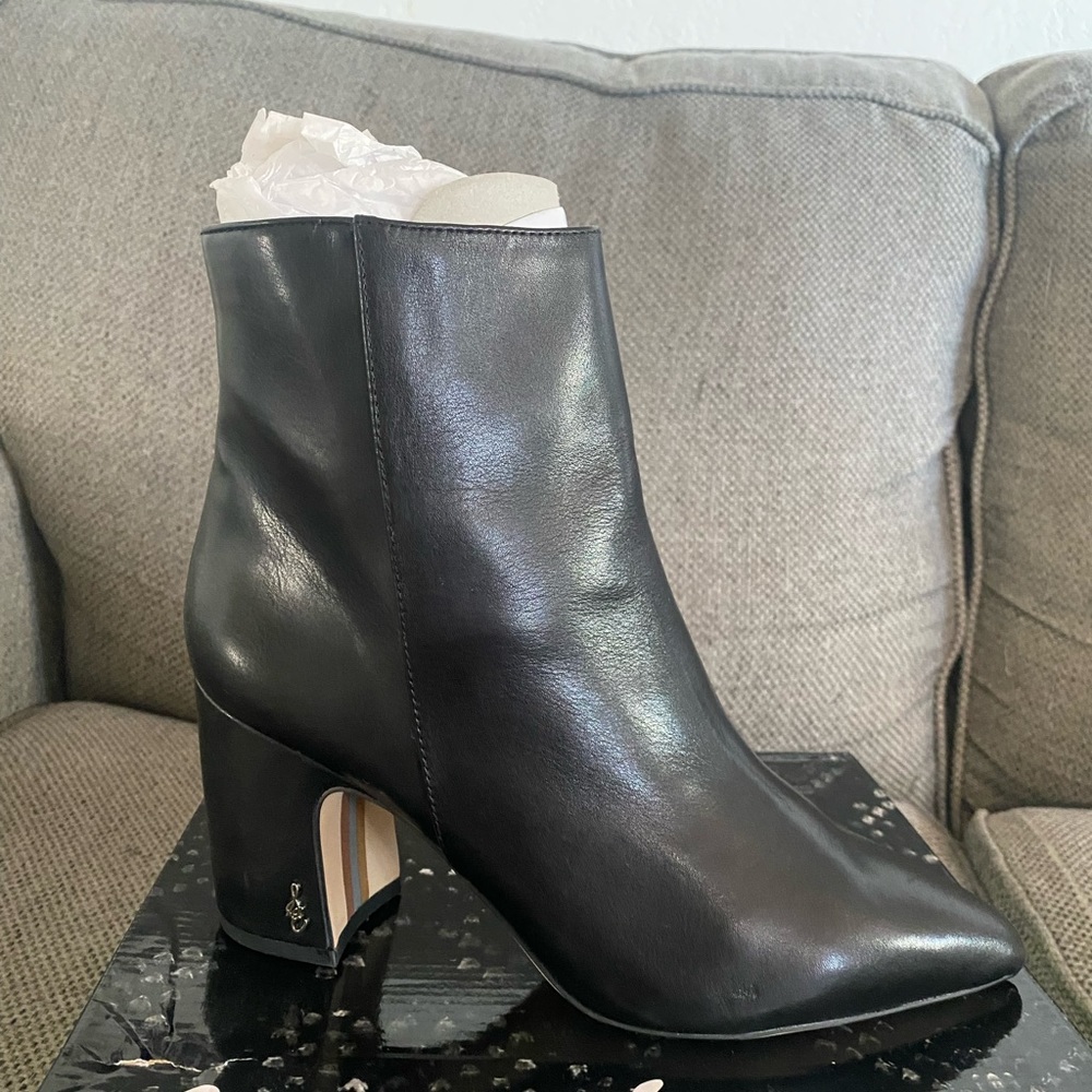 Sam Edelman Black Ankle Leather Booties (Size 7)